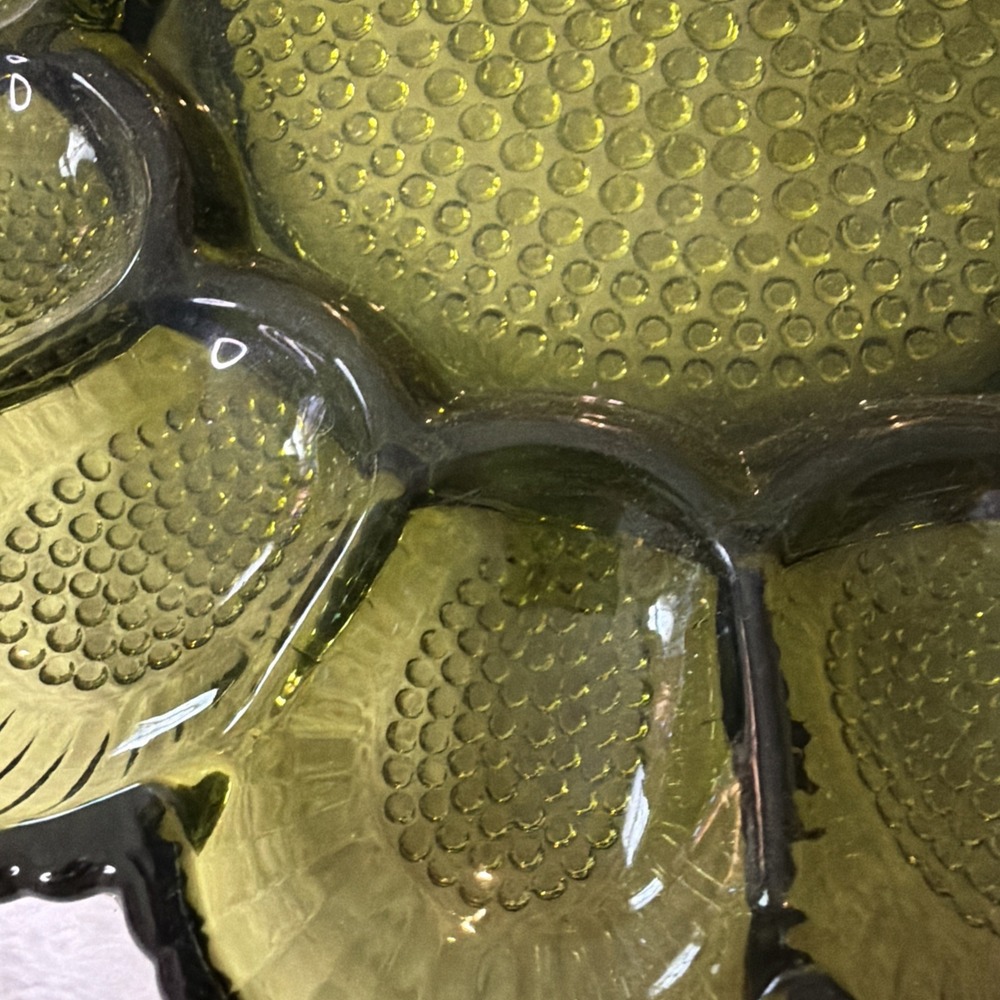 Vtg Indiana Glass Avacado Green Hobnail Deviled 15 Egg Dish Tray Plate 1960'sMCM - Picture 8 of 16